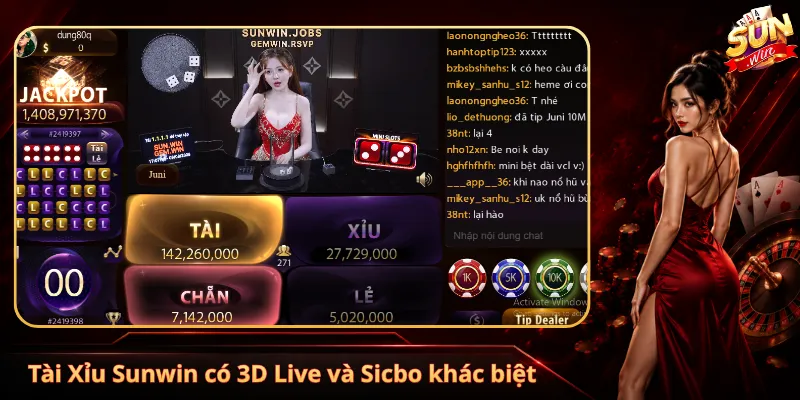 Tài Xỉu Sunwin có 3D Live và Sicbo khác biệt