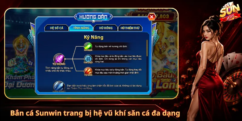 Bắn cá Sunwin trang bị hệ vũ khí săn cá đa dạng