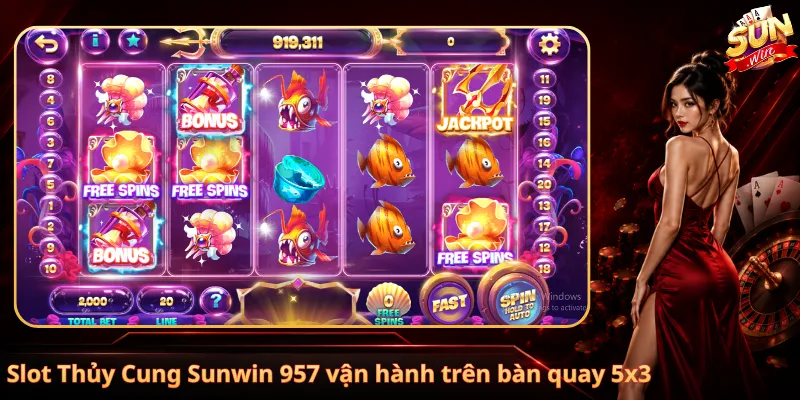 Slot Thủy Cung Sunwin 957 vận hành trên bàn quay 5x3