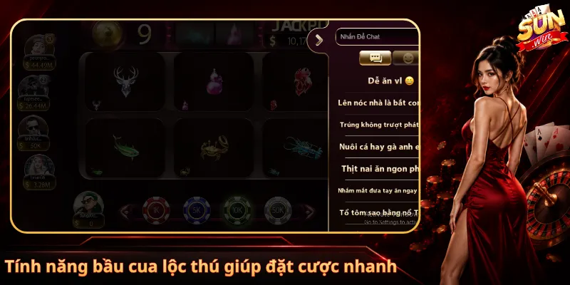 Tính năng bầu cua lộc thú giúp đặt cược nhanh
