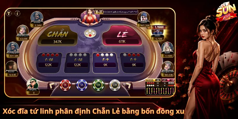 Xóc đĩa tứ linh phân định Chẵn Lẻ bằng bốn đồng xu