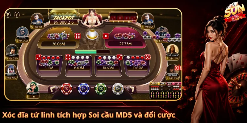 Xóc đĩa tứ linh tích hợp Soi cầu MD5 và đổi cược